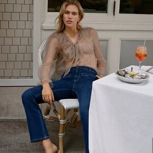 Anthropologie DOLAN Sheer Tie-Neck Blouse Size XXS